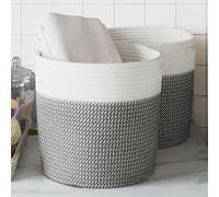 Genérico Cestas de almacenaje 2 uds algodón Gris y Blanco Ø28x18 cm,Casa y jardín,Decoración,Cestas-358458