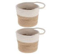 Genérico Cestas Decorativas Tejidas Colgantes 2 Piezas de Cuerda de Algodón para Almacenamiento en Pared, Organizador Pequeño para Sala, Cocina y Dormitorio, Color Caqui y Marfil