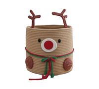 Genérico Cesto de Almacenamiento de Cuerda | Cesta Navideña con Reno para Juguetes,30 cm x 27 cm Canasta de Almacenamiento de Cuerda de Algodón - Para Cocina Dormitorio Salón Y Armario