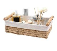 Genérico Cesto Mimbre Almacenamiento, Organizador De Cuerda De Papel Con Asas Y Forro Interior, Cesta Almacenamiento, Para Despensa, Cuarto Infantil, Baño, Salón, Dormitorio, Armario, Cocina,