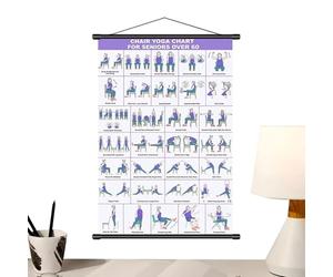 Genérico Chair Exercise Chart - Multiple Poses Foldable Wall Mount - Seniors Over 60 Chair Yoga Poster | for Home Gym Office Bedroom Mobility Workout Pilates Fitness Stretching