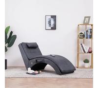 Genérico chaise longue de piel sintética gris con masaje y calefacción, mando a distancia incluido, diseño ergonómico y acolchado grueso, patas de acero resistente, capacidad 110 kg