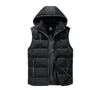 Genérico Chaleco acolchado para hombre, chaqueta puffer con capucha desmontable y cordón, chaleco de plumón, impermeable, termica, chaqueta de invierno, vest, chaqueta sin mangas, de estilo sencillo