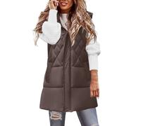 Genérico Chaleco Acolchado para Mujer Abrigo sin manga Otoño Invierno con capucha cálido de chaqueta acolchada talla grande Plumas Plumífero Ultralight