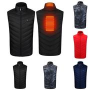 Genérico Chaleco Calefactable Hombre Moto, Chaqueta Calefactable Mujer Invierno, Chaleco Calentador Eléctrico, Chaquetas Con Calefaccion Ropa Camping Térmico No incluye pilas Negro