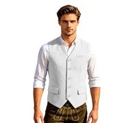 Genérico Chaleco casual ajustado para hombre ideal para el corte delgado sin mangas tono sólido perfecto para uso diario o, blanco, XXL