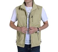 Genérico Chaleco de Exterior Sin Mangas para Hombre Chaleco de Trabajo Sin Mangas con Cuello Alto Chaqueta Ligera Casual de Primavera Exteriores Abrigo para FotografíA y Pesca Al Aire Libre