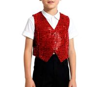 Genérico Chaleco de Lentejuelas para Niños con Unisex sin Manga Esmoquin Traje de Danza Jazz Hip Hop Chaqueta con Botones Disfraz Ropa De Escena Infántil