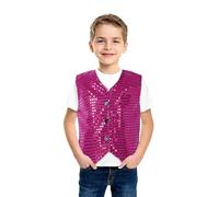 Genérico Chaleco de Lentejuelas para Niños con Unisex sin Manga Esmoquin Traje de Danza Jazz Hip Hop Chaqueta con Botones Disfraz Ropa De Escena Infántil