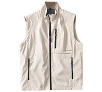 Genérico Chaleco de Trabajo Hombre con Múltiples Bolsillos y Tejido Impermeable para Otoño y Uso Casual con Estilo Moderno(Beige, XXXXXL)