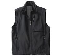 Genérico Chaleco de Trabajo Hombre con Múltiples Bolsillos y Tejido Impermeable para Otoño y Uso Casual con Estilo Moderno(Black, XXL)