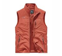Genérico Chaleco de Trabajo Hombre con Múltiples Bolsillos y Tejido Secado Rápido para Exteriores y Uso Casual con Ajuste Holgado(Orange, XXL)