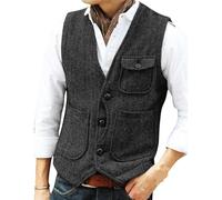 Genérico Chaleco De Tweed Espiga Para Hombre, Chaqueta Informal Sin Mangas, Chaleco De Un Solo Pecho Con Bolsillo, Chaqueta Vintage Corte Entallado, Ropa Tradicional Vinta