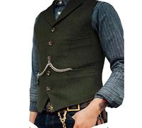 Genérico Chaleco De Tweed Espiga Para Hombre, Chaqueta Informal Sin Mangas, De Un Solo Pecho, Con Bolsillo, Chaleco Negocios Liso, Chaqueta Vintage Corte Entallado Para Trabajo Oficina,