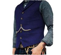 Genérico Chaleco De Tweed Espiga Para Hombre, Chaqueta Informal Sin Mangas, Un Solo Pecho Y Bolsillo, Chaleco Negocios Liso, Chaqueta Vintage Corte Entallado Para Trabajo Oficina, Az