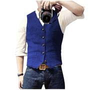 Genérico Chaleco De Tweed Para Hombre, Chaleco De Traje De Espiga, Blazer Informal Sin Mangas, Chaleco Formal, Chaleco De Traje De Un Solo Pecho Con Bolsillo, Chaqueta Vintage De Corte Regular Para