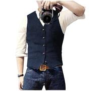 Genérico Chaleco De Tweed Para Hombre, Chaleco De Traje De Espiga, Blazer Informal Sin Mangas, Chaleco Formal, Chaleco De Traje De Un Solo Pecho Con Bolsillo, Chaqueta Vintage De Corte Regular Para