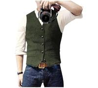 Genérico Chaleco De Tweed Para Hombre, Chaleco De Traje De Espiga, Blazer Informal Sin Mangas, Chaleco Formal, Chaleco De Traje De Un Solo Pecho Con Bolsillo, Chaqueta Vintage De Corte Regular Para