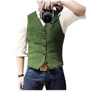 Genérico Chaleco De Tweed Para Hombre, Chaleco De Traje De Espiga, Blazer Informal Sin Mangas, Chaleco Formal, Chaleco De Traje De Un Solo Pecho Con Bolsillo, Chaqueta Vintage De Corte Regular Para