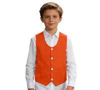 Genérico Chaleco Formal para niños y Adolescentes Elegante Chaqueta de Fiesta para presentaciones y discursos. (Orange M/110/11)