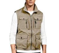 Genérico Chaleco Hombre de Trabajo Termico Invierno Tallas Grandes Cazadora Sin Mangas Con Cremalleras Chalecos Multibolsillos Trekking Abrigo Casual De Trabajo Colete Homem Caqui L