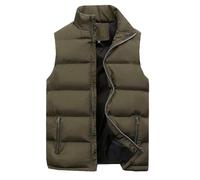 Genérico Chaleco Hombre Plumas Ultraligero Casual Capa Chaleco Cuello Cremallera Mosca Bolsillo Abrigo chaleco Guateado Abrigo Pluma Sin Mangas Hombre (Army Green, XXXXXL)