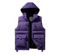 Genérico Chaleco Hombre Plumifero Invierno Chalecos Acolchados Chaquetas de Larga Entretiempo Sin Mangas Frio Extremo Termica Chaqueta Invierno Abrigos Para Hombre Morado 3XL
