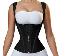 Genérico Chaleco Moldeador de látex Estilo Faja Abdominal, Prenda Exterior Retro con Cremallera y Botones.(Black,S)#1