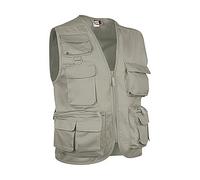Genérico Chaleco Multibolsillos Transpirable Safari | Ideal para Trabajo, Aventura | Sarga Resistente y Confortable | Muchos Bolsillos = 9 (Talla XS, Color Beige Arena)