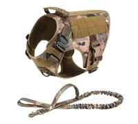 Genérico Chaleco táctico Militar for Mascotas, arnés y Correa de Entrenamiento for Perros Pastor alemán Golden Retriever, for Todas Las Razas(CP 2 Piece Set,M(15-30KG))