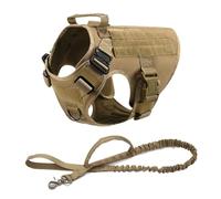 Genérico Chaleco táctico Militar for Mascotas, arnés y Correa de Entrenamiento for Perros Pastor alemán Golden Retriever, for Todas Las Razas(Brown 2 Piece Set,XL(40-60KG))