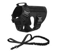Genérico Chaleco táctico Militar for Mascotas, arnés y Correa de Entrenamiento for Perros Pastor alemán Golden Retriever, for Todas Las Razas(Black 2 Piece Set,M(15-30KG))