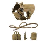 Genérico Chaleco táctico Militar for Mascotas, arnés y Correa de Entrenamiento for Perros Pastor alemán Golden Retriever, for Todas Las Razas(Brown 5 Piece Set,L(30-40KG))