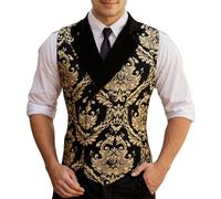 Genérico Chalecos de Navidad para Hombres Chaleco de Traje de Navidad Ajuste Slim Chaleco de Espiga Divertido Festivo Santa Sin Mangas Impreso Cuello en V