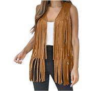 Genérico Chalecos Mujer Elegantes Deerskin Terciopelo Flecos Chaleco Mujer Chaleco con Borlas Otoño Invierno Cárdigan Personalizado Chaqueta Punto Traje sin Botones Diseño