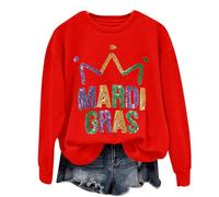 Genérico Chalecos para mujer Martes Top de manga larga y cuello redondo con letras impresas Halloween Film, rojo, L