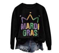 Genérico Chalecos para mujer Martes Top de manga larga y cuello redondo con letras impresas Halloween Film, Le Noir, S