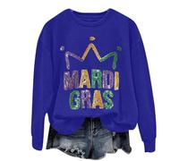 Genérico Chalecos para mujer Martes Top de manga larga y cuello redondo con letras impresas Halloween Film, azul, L