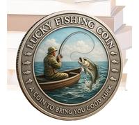 Genérico Challenge Coin Collectible Metal Pocket Keepsake Souvenir for Angler Husband Luck Outdoor Fishing Activities Camping Lover