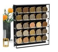 Genérico Challenge Coin Display - Challenge | Showcase Stand | Clear Acrylic Round Holder | Removable Desktop Storage Box for Medals Badges Buttons Collection Exhibit Showcase Collectors