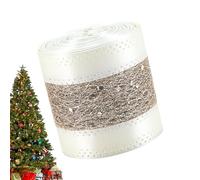 Genérico Champagne Christmas Decorative Ribbon, Cloth Strap Garland for Holiday Trees, Presents, Wreaths, Bouquets, Reusable Crafting Material