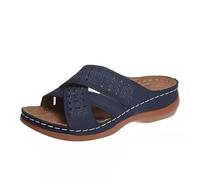 Generico Chanclas con plantilla ortopédica para mujer, suaves zapatillas abiertas con soporte de arco, sandalias, parte superior de piel, plataforma de moda, para exteriores, ligeras, para casa, playa