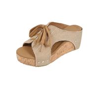 Genérico Chanclas de Cuña Mujer Ortopedicas para Mujer con Punta Abierta y Tacón de Corcho para La Vida en Casa (Amarillo, 38)