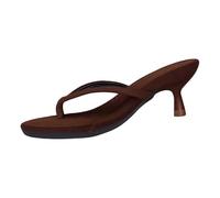 Genérico Chanclas de tacón para mujer chanclas de verano con tacón pequeño y punta abierta mulas para ponerse sandalias casuales elegantes de gran tamaño para playa vacaciones y playa, Z Marrón, 40 EU