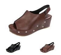 Genérico Chanclas gruesas con punta abierta, Sandalias de ajustable, Zapatos de talla grande estables, Claquetas cómodas ligeras, Slippers casuales de verano, Zapatillas sólidas, Negro , 40.5 EU