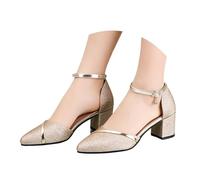 Genérico Chanclas Mujer Casa Sandalias Mujer Verano Barefoot Elegantes Con Punta Abierta Parte Delantera Brillante Tacón Grueso Correa Con Hebilla Un Estilo Veraniego Elegante Sandalias Slippers