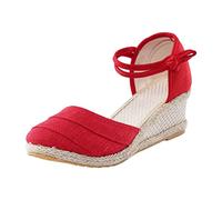 Genérico Chanclas Mujer Comodas, Sandalias Mujer Verano Piscina, Lino Ondulado CuñA Con CuñA Transpirables Con Hebilla Trenzada VersáTil A La Zapatilla Sandalia Sandalias Barefoot Sandalia