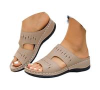Genérico Chanclas Mujer con Cuña Comodas Mujer,Estilo Casual,con Aberturas Transpirables,Ligeras,Ideales para el Verano y para Uso Diario para el Ocio Diario (Caqui, 39)