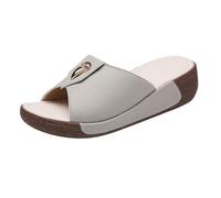 Genérico Chanclas Mujer Cuña Comodas Ideales para el Verano,con de Tendón Un Aumento de Altura A La y Informales Pantuflas de Una Sola Línea para Mamá para La Vida en Casa (Light Ashy, 39)