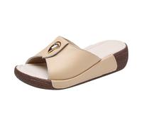 Genérico Chanclas Mujer Cuña Ortopedicas para el Verano,con de Tendón Un Aumento de Altura A La y Informales Pantuflas de Una Sola Línea para Mamá para La Vida en Casa (Light Amarillo, 37)
